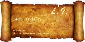Lehr Irén névjegykártya